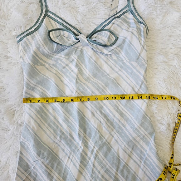 R Brand Women's‎ Baby Blue & White Stripe Linen Blend Sweetheart Dress. Size M - Picture 10 of 10